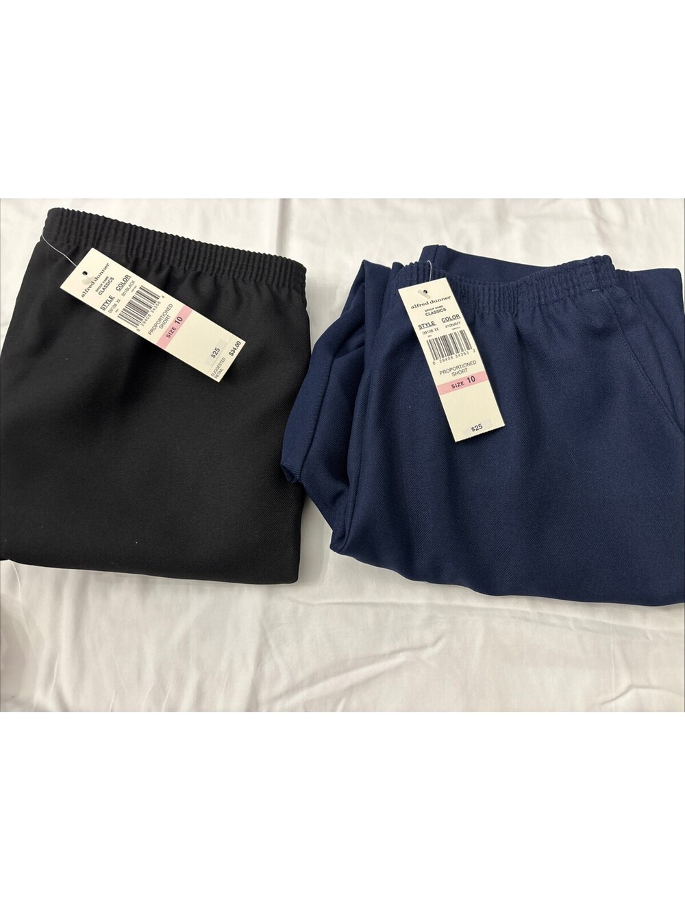 2 Pairs Of Alfred Dunner Polyester Pants, Black/Navy, Size 10 Proportioned Short